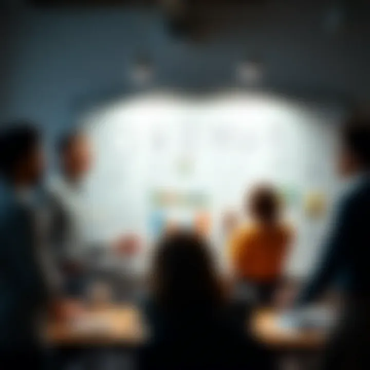 A marketing team brainstorming innovative ideas on a whiteboard