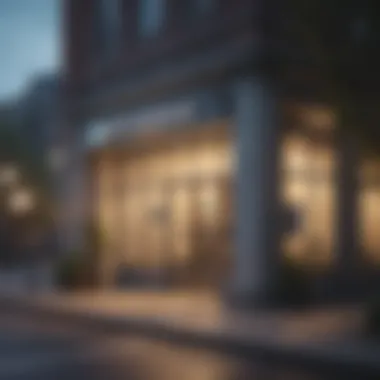 Trusted Banking Environment A serene bank exterior reflecting trust and reliability