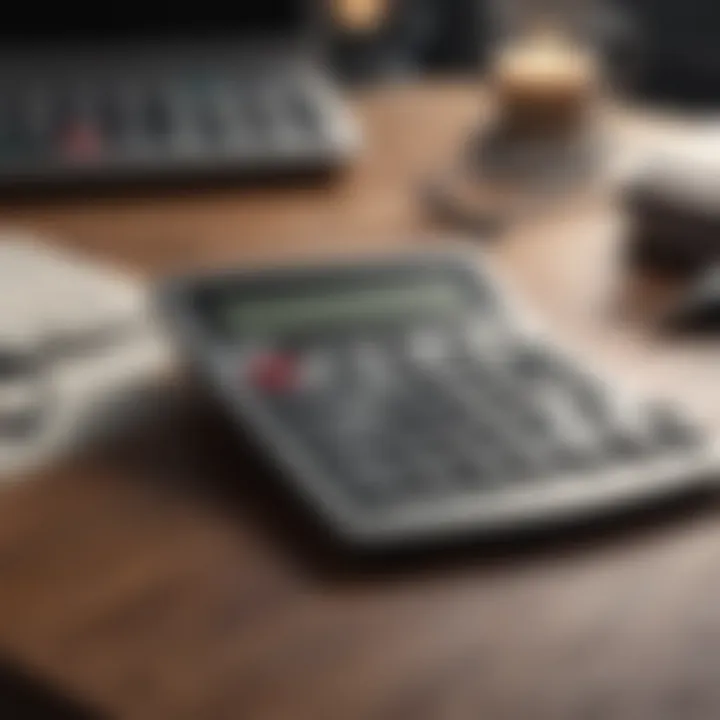 A calculator and tax guidebook on a desk.