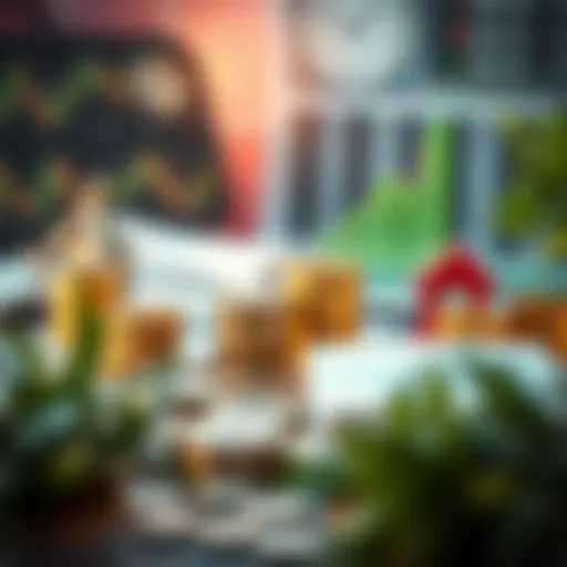 Visual representation of investment types such as stocks, bonds, and real estate