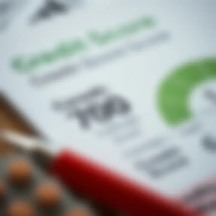 Close-up of a credit score report