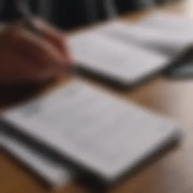 A person analyzing their financial habits with a notebook