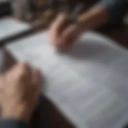 A close-up of a person reviewing financial documents