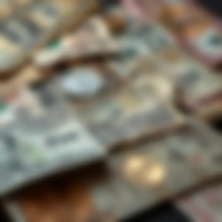 An assortment of historical foreign currencies