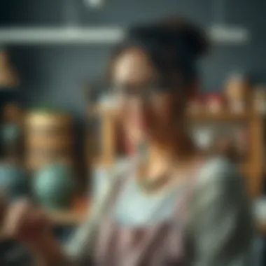 Entrepreneur showcasing handmade crafts