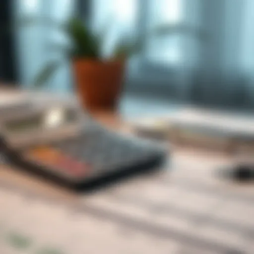 A calculator and mortgage documents on a table