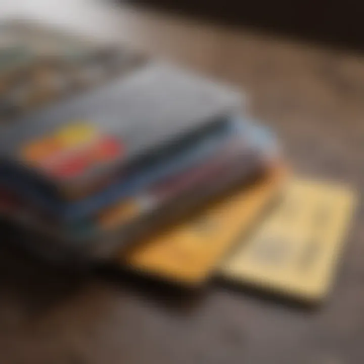 Credit cards stacked with rewards chips