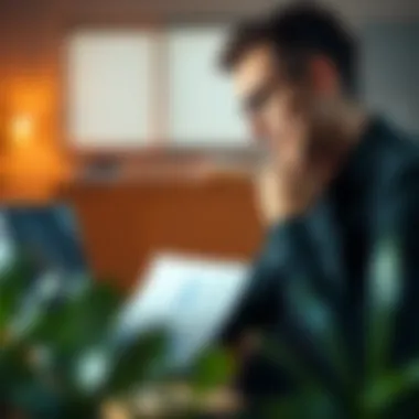 Analyzing Sales Trends A thoughtful individual analyzing sales data and trends on a laptop