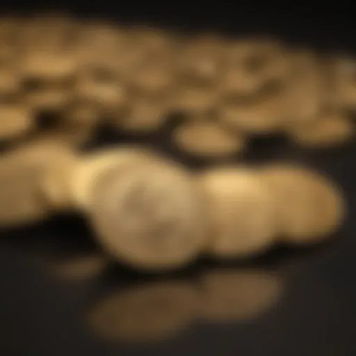 Elegant gold coins displayed on a luxurious velvet backdrop