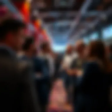 A vibrant networking event with professionals exchanging ideas