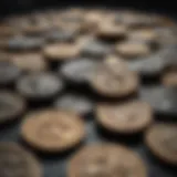 An exquisite collection of ancient Roman coins displayed elegantly