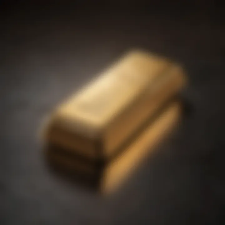 Close-up view of a gold bar reflecting light