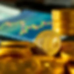 Golden dollar coins reflecting economic value