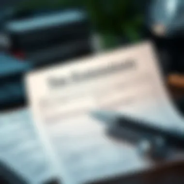 Conceptual representation of tax extension paperwork