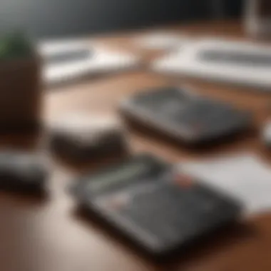 Calculator and financial records on a desk