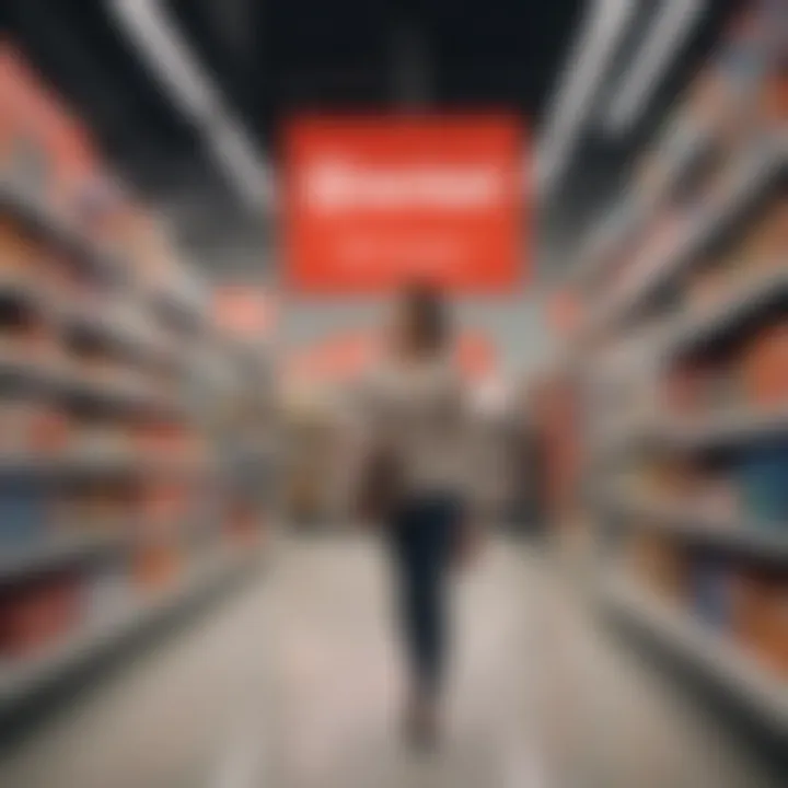 A shopper contemplating different purchase options at Target.