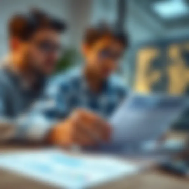 Analyzing Credit Report Illustration of a person analyzing their credit report