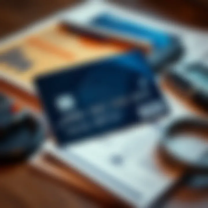 Visa Credit Card and Financial Tools Illustration of a Visa credit card with financial tools